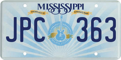 MS license plate JPC363