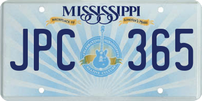 MS license plate JPC365