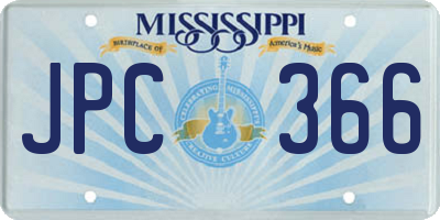 MS license plate JPC366