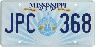 MS license plate JPC368