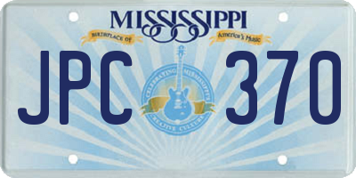 MS license plate JPC370