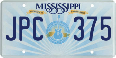 MS license plate JPC375
