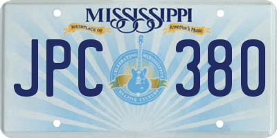 MS license plate JPC380