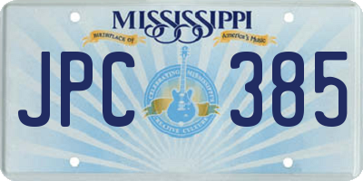 MS license plate JPC385