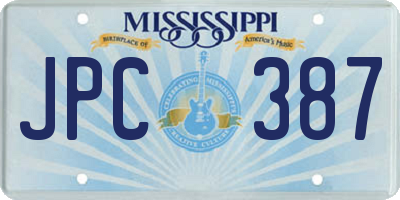 MS license plate JPC387