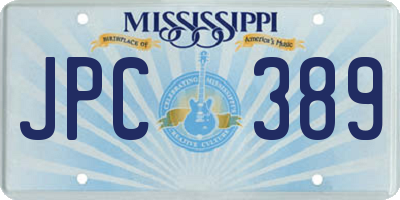 MS license plate JPC389