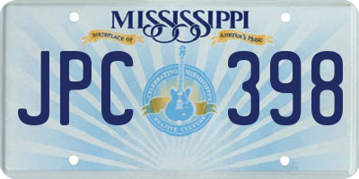MS license plate JPC398