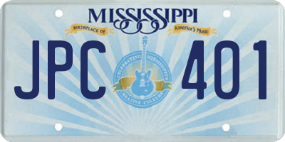 MS license plate JPC401