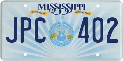 MS license plate JPC402