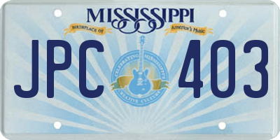 MS license plate JPC403