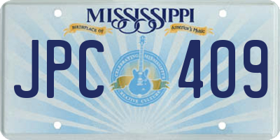 MS license plate JPC409