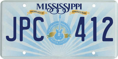 MS license plate JPC412