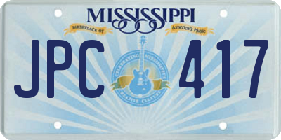 MS license plate JPC417