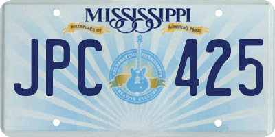 MS license plate JPC425