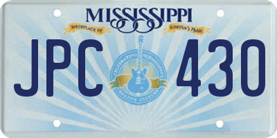 MS license plate JPC430