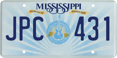 MS license plate JPC431