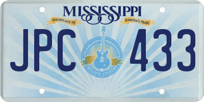 MS license plate JPC433