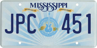 MS license plate JPC451