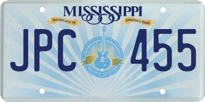 MS license plate JPC455