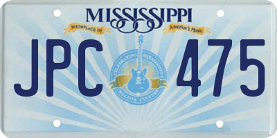 MS license plate JPC475