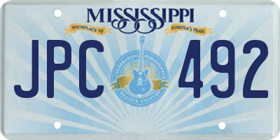 MS license plate JPC492