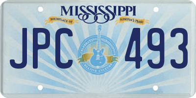 MS license plate JPC493