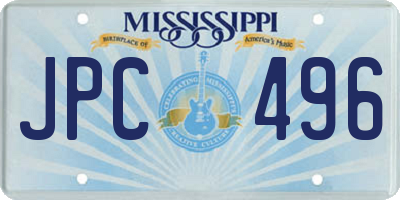 MS license plate JPC496