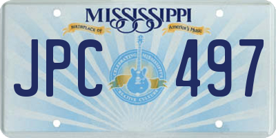 MS license plate JPC497