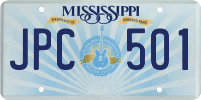 MS license plate JPC501
