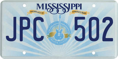 MS license plate JPC502