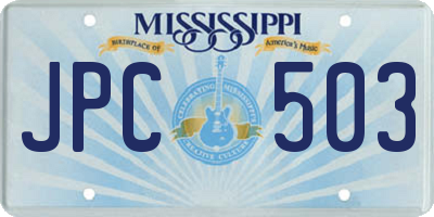 MS license plate JPC503