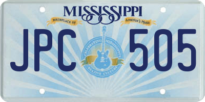 MS license plate JPC505