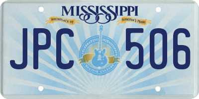 MS license plate JPC506