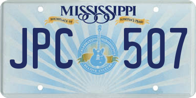 MS license plate JPC507