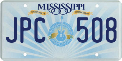 MS license plate JPC508