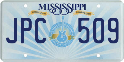 MS license plate JPC509