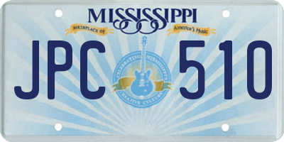 MS license plate JPC510