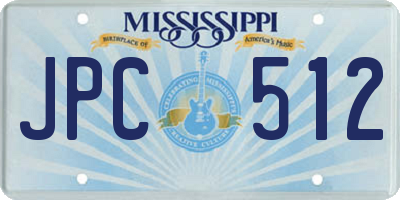 MS license plate JPC512