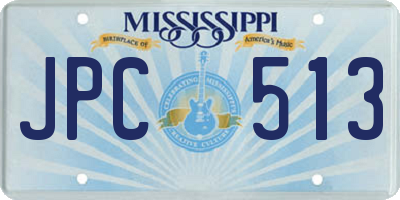 MS license plate JPC513
