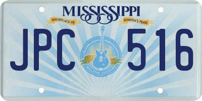 MS license plate JPC516