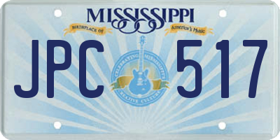 MS license plate JPC517