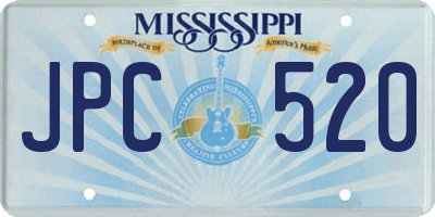 MS license plate JPC520