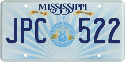 MS license plate JPC522