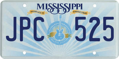 MS license plate JPC525