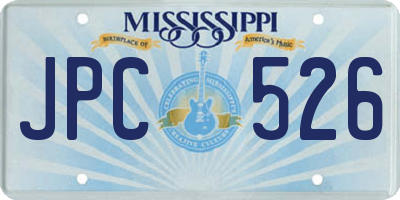MS license plate JPC526