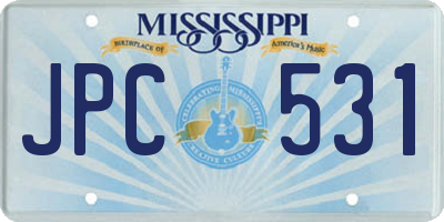 MS license plate JPC531