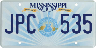 MS license plate JPC535