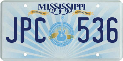 MS license plate JPC536