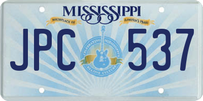 MS license plate JPC537