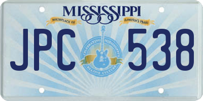 MS license plate JPC538